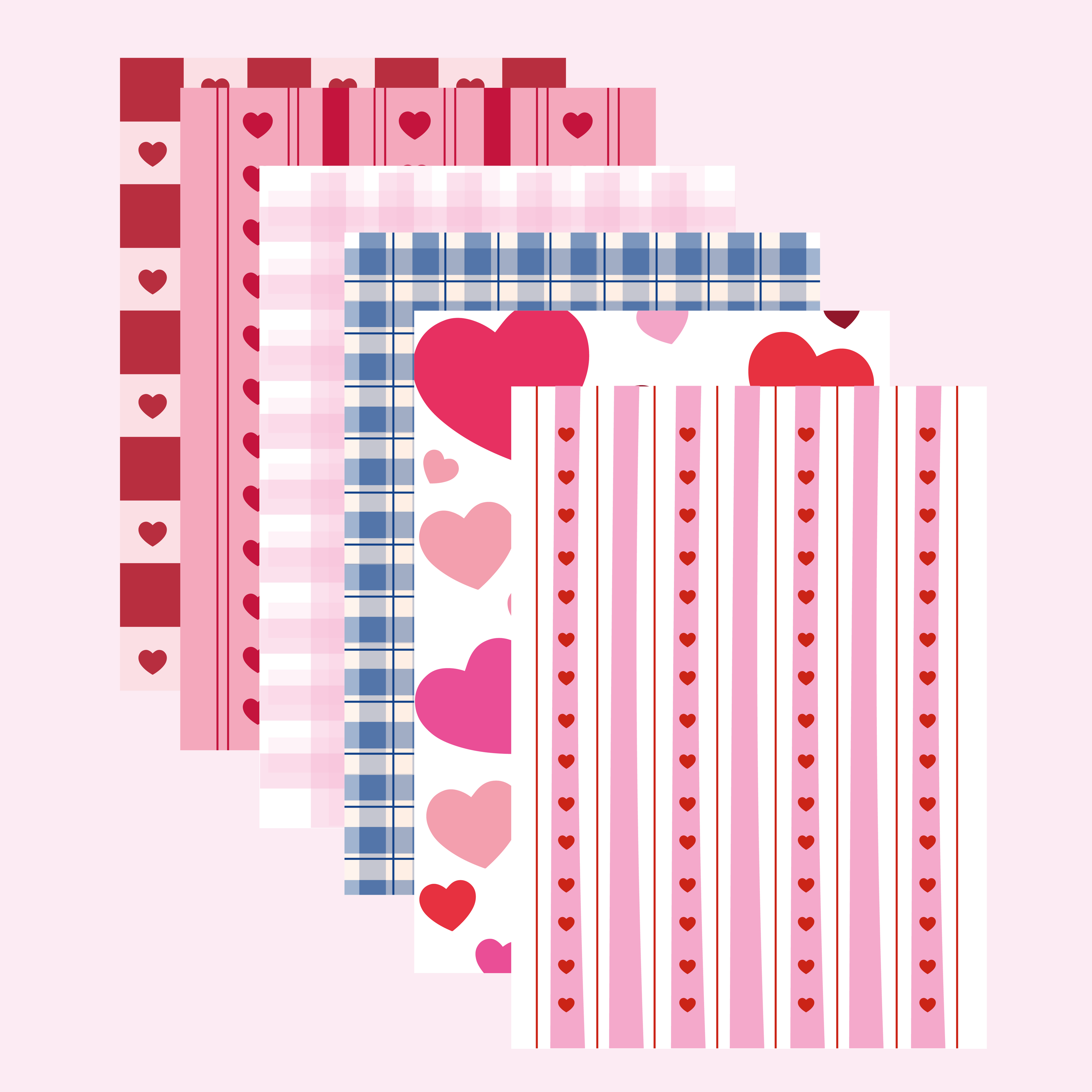 Papiers à motifs A5 - Coeurs