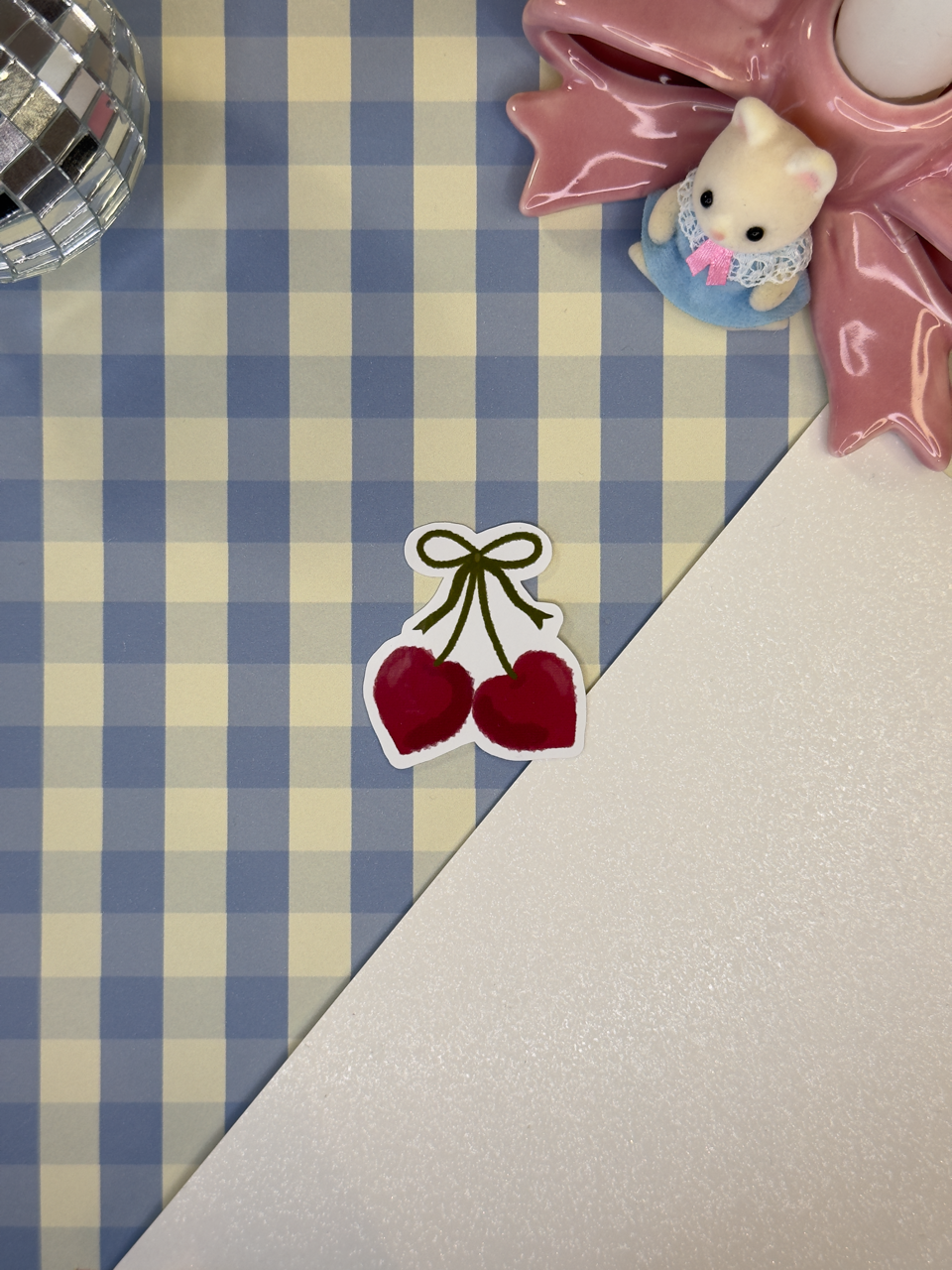 Sticker coeur cerise