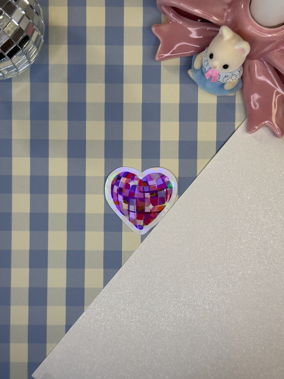 Sticker coeur disco rose