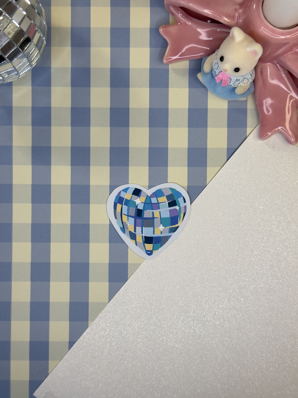 Sticker coeur disco bleu