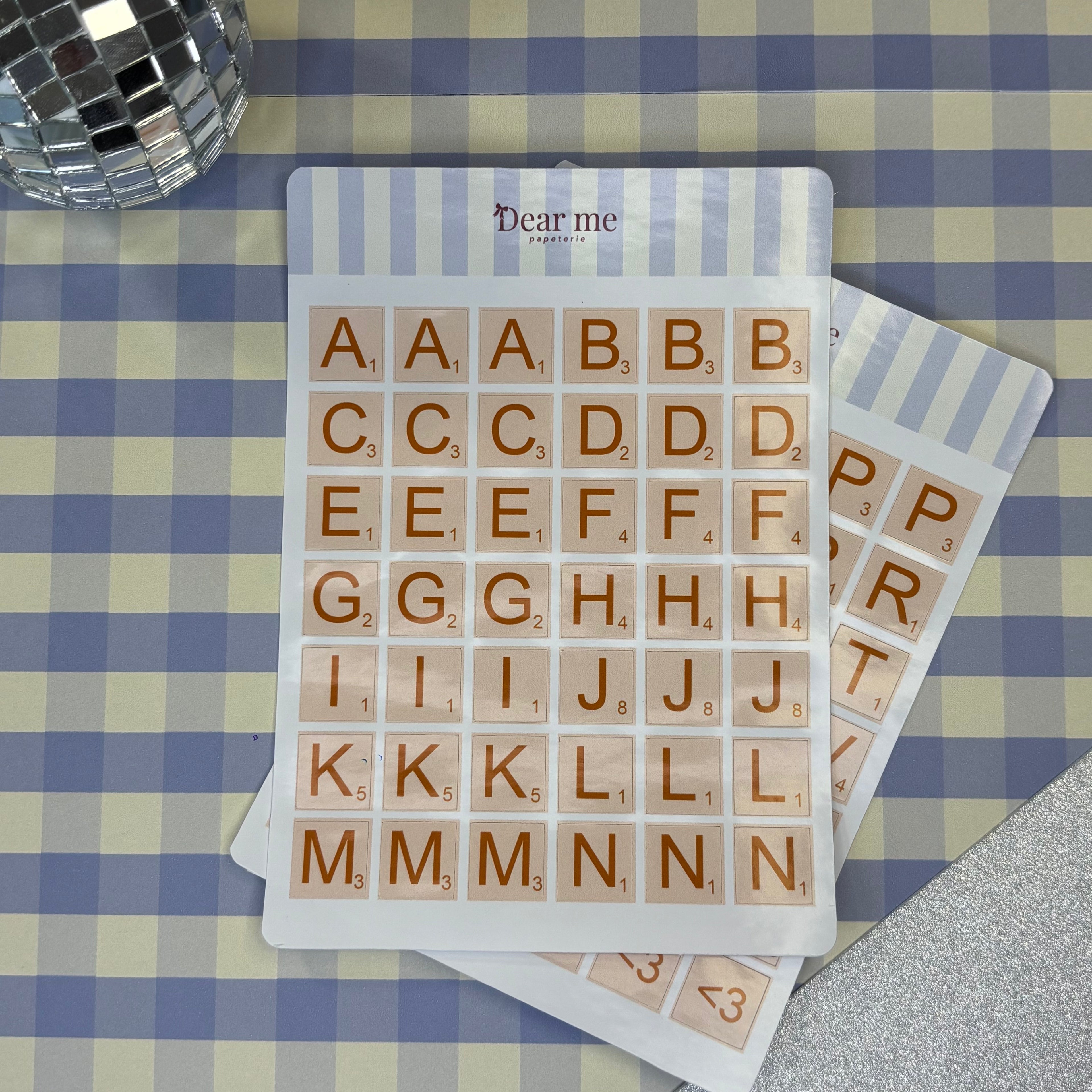 Planche stickers A6 - Lettres Scrabble
