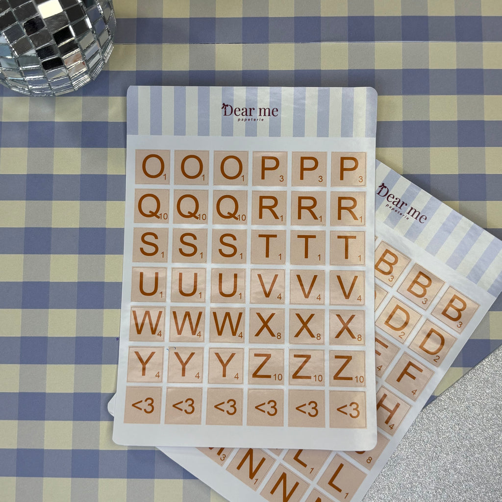 Planche stickers A6 - Lettres Scrabble