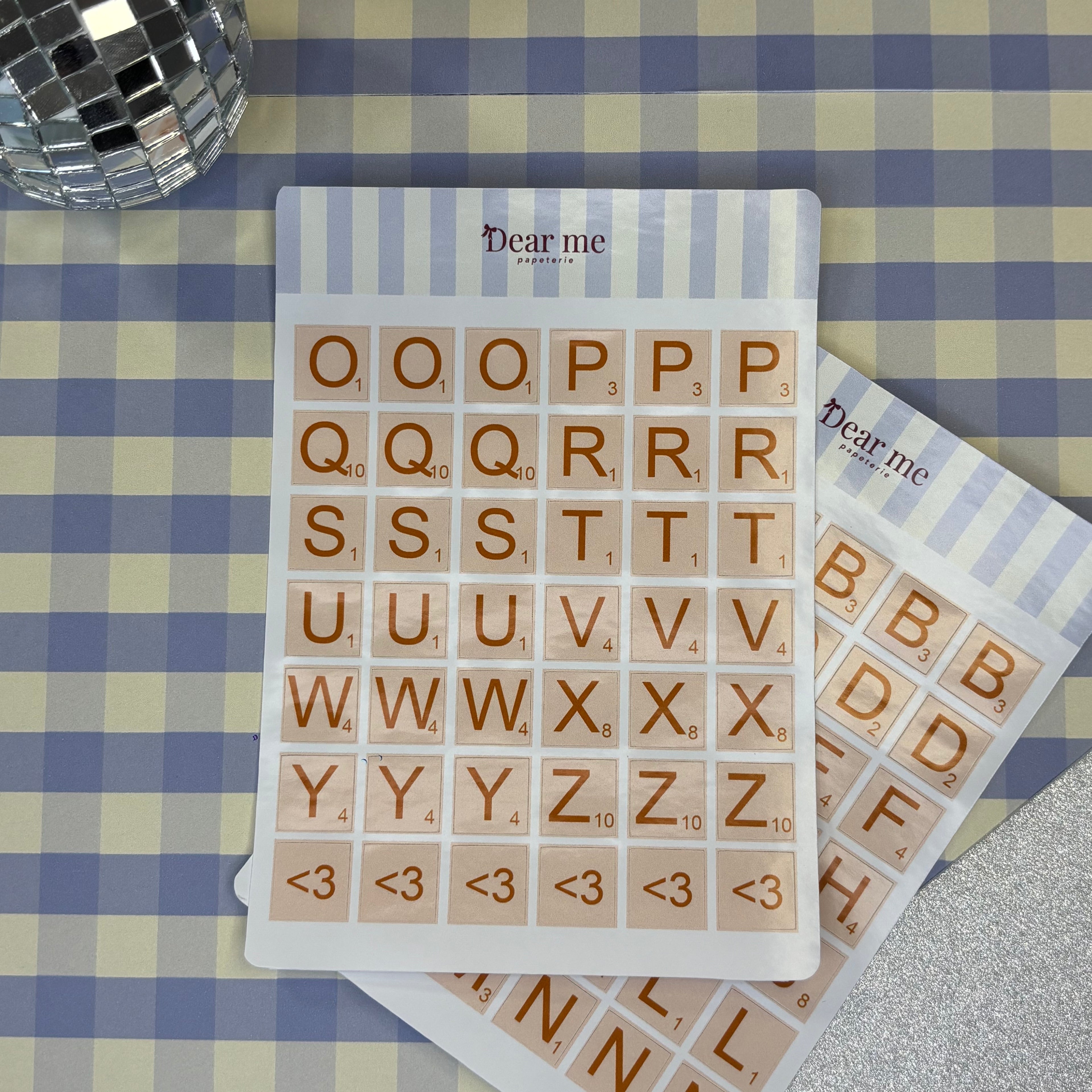 Planche stickers A6 - Lettres Scrabble