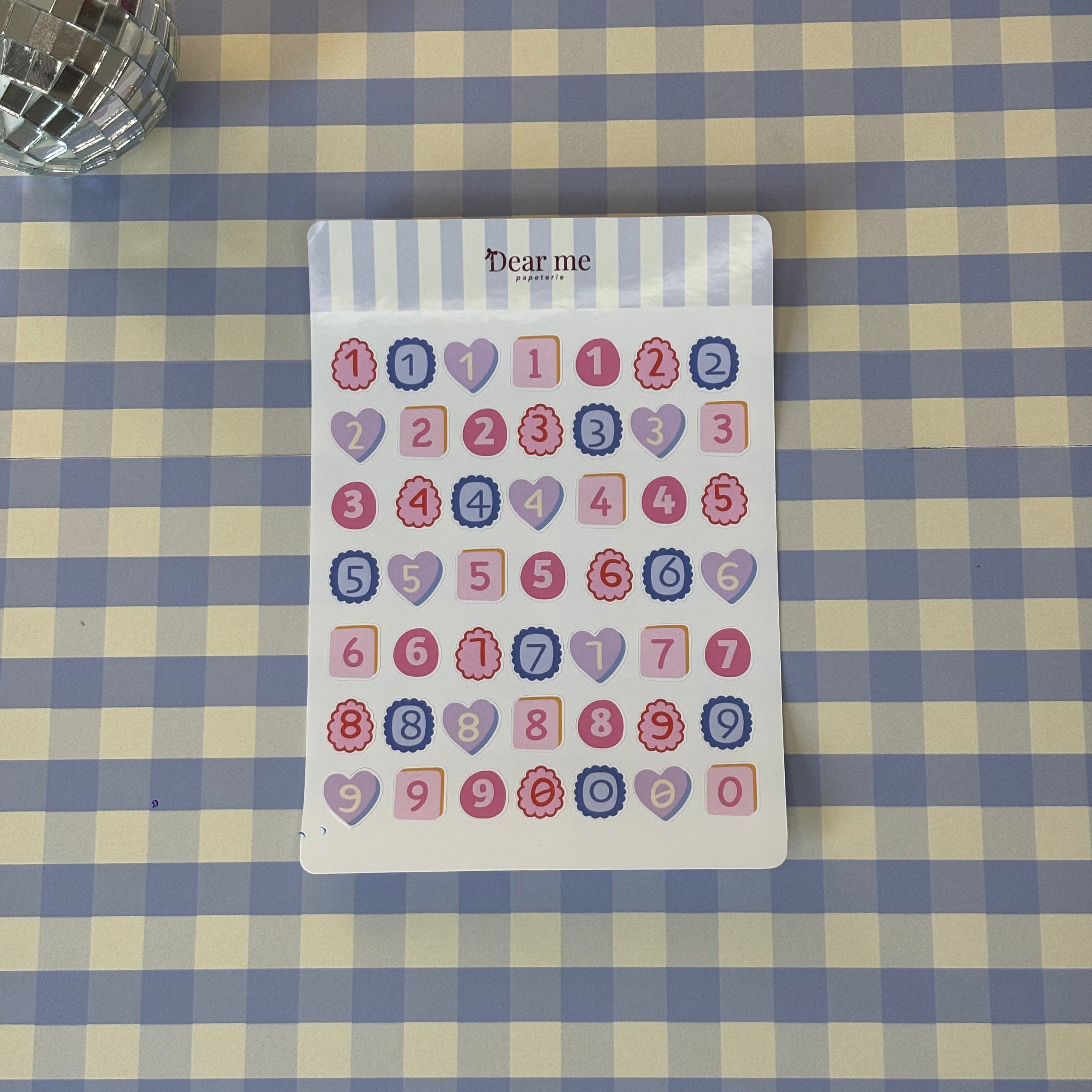 Planche stickers A6 - Nombres formes