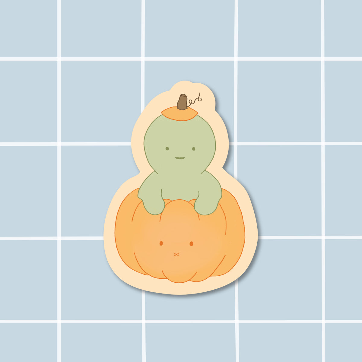 Sticker bonhomme vert citrouille