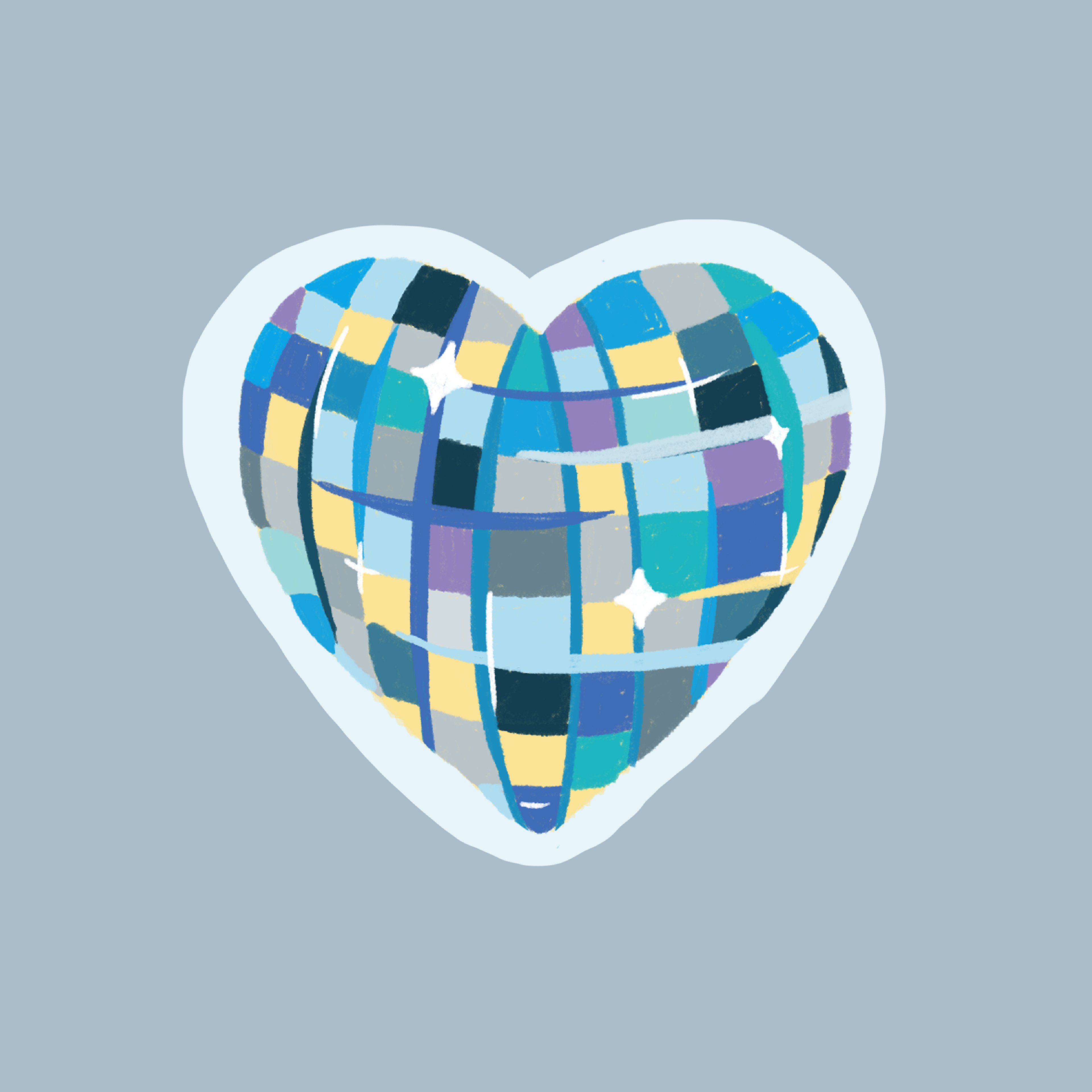 Sticker coeur disco bleu