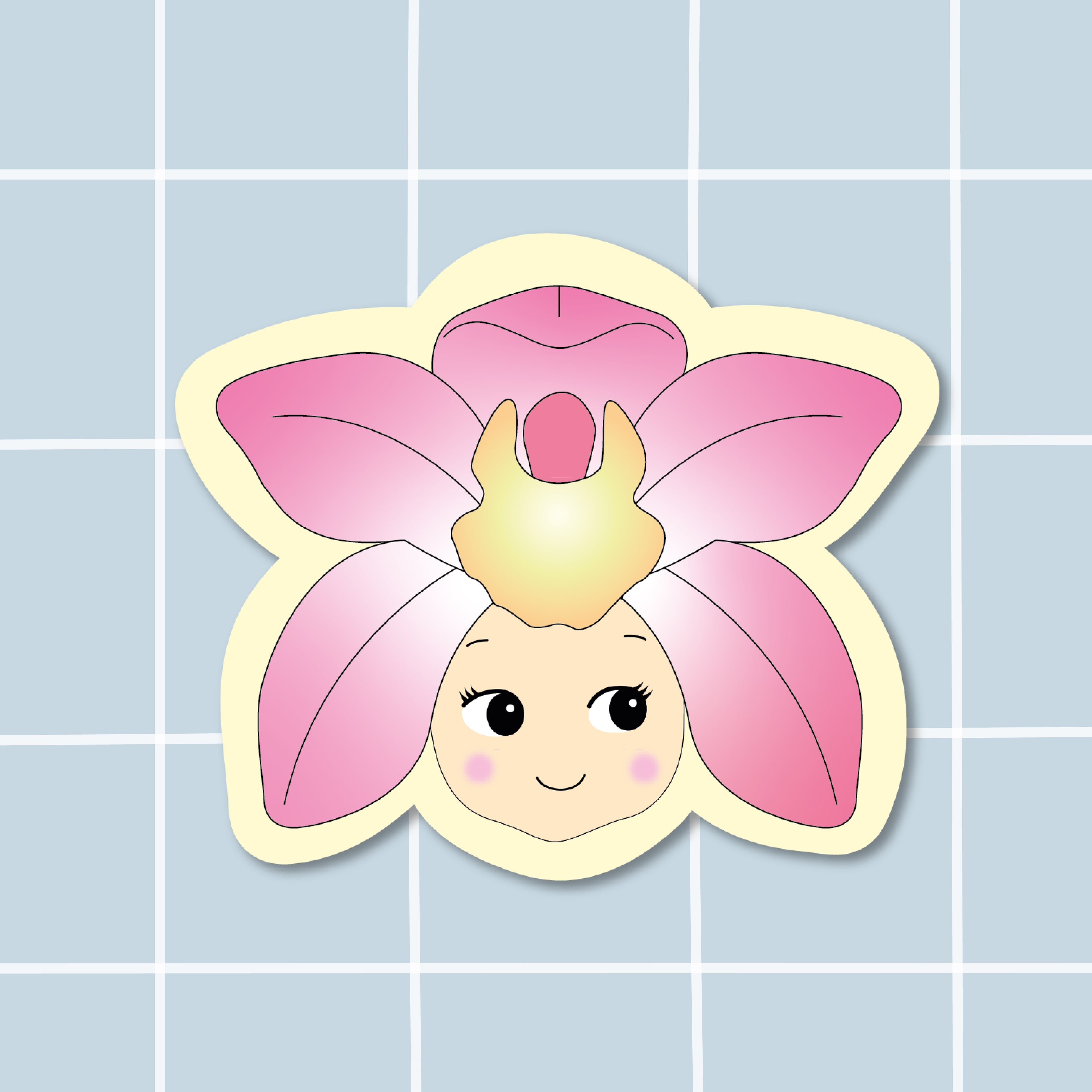 Sticker Tête baby orchidée