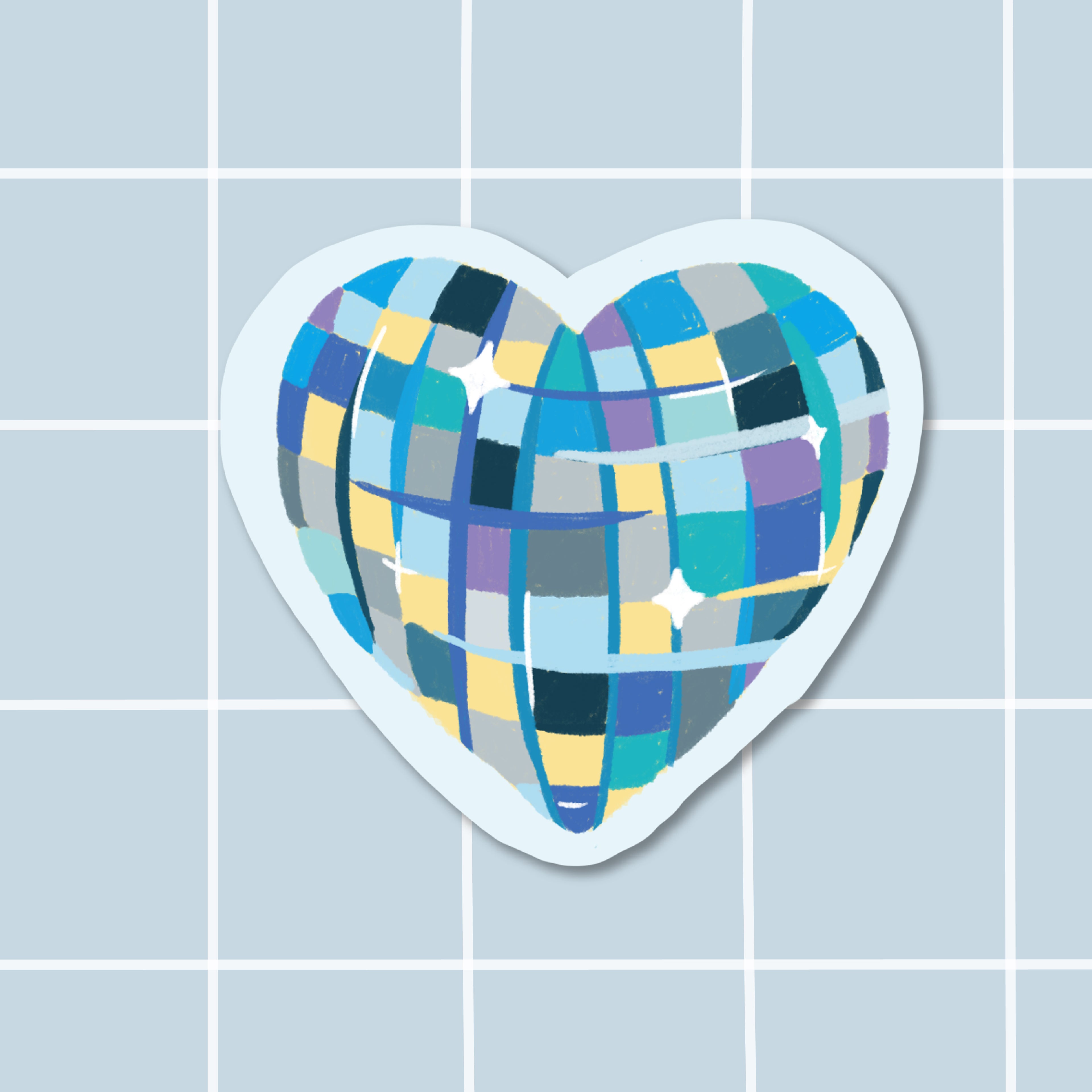 Sticker coeur disco bleu