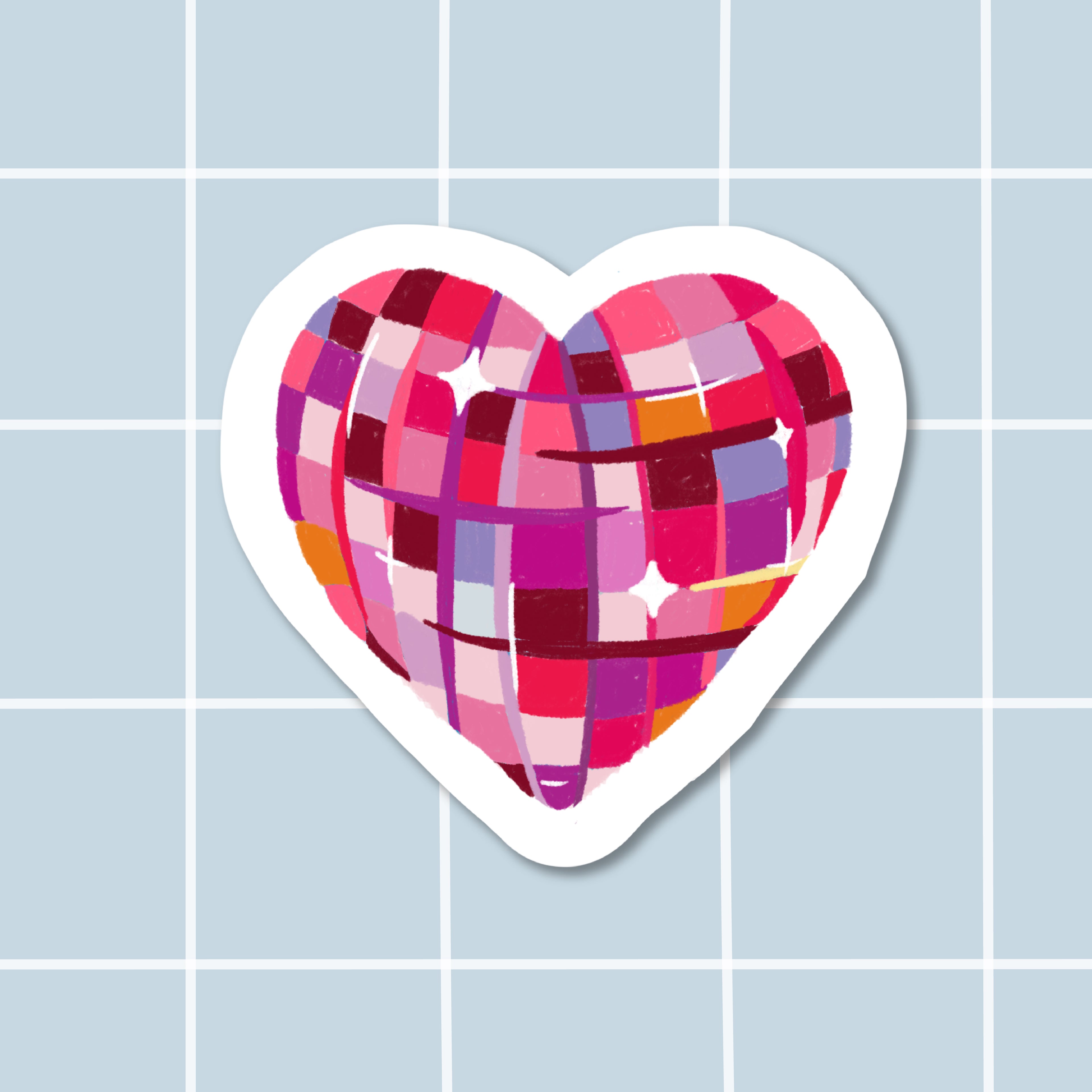 Sticker coeur disco rose