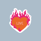 Sticker coeur en feu