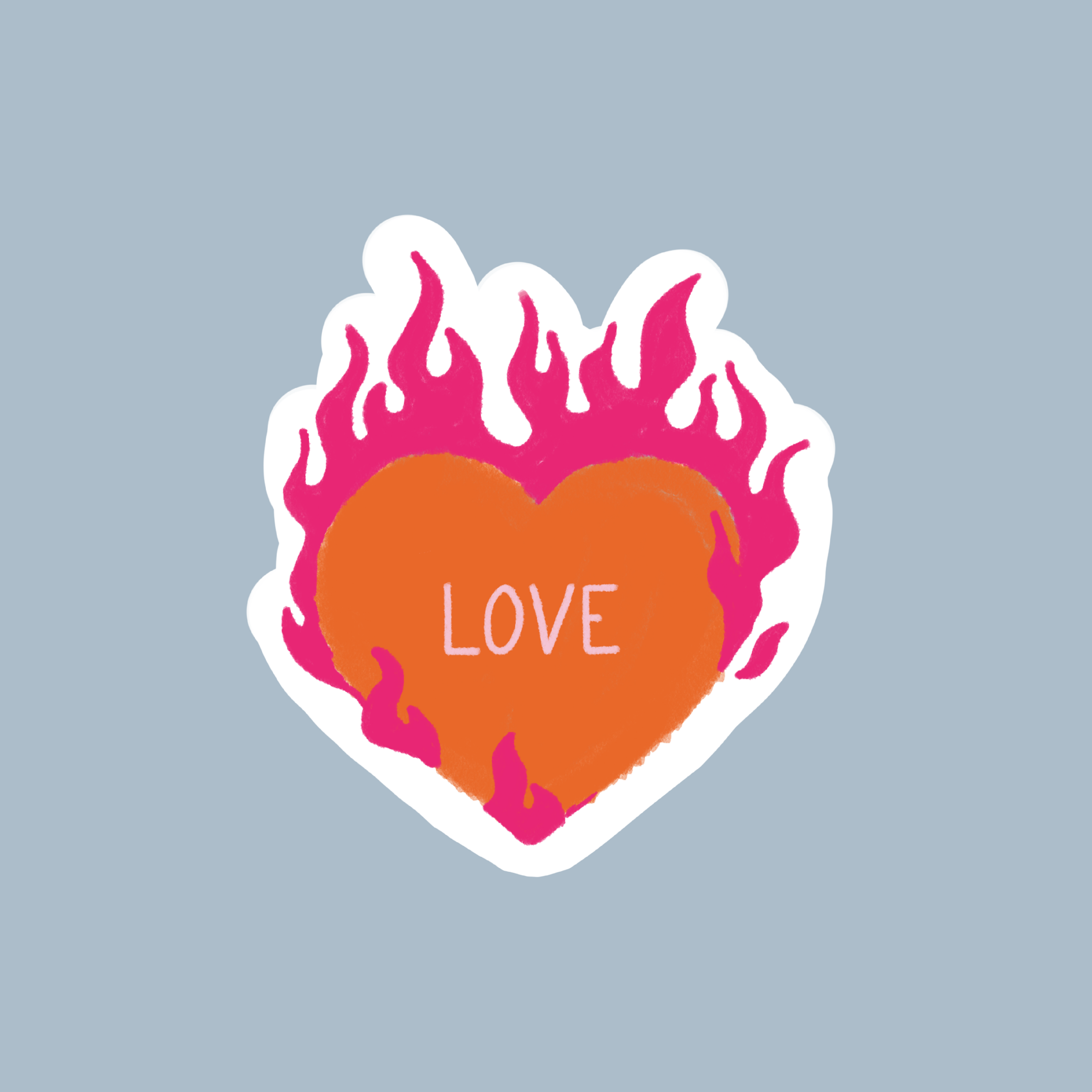 Sticker coeur en feu