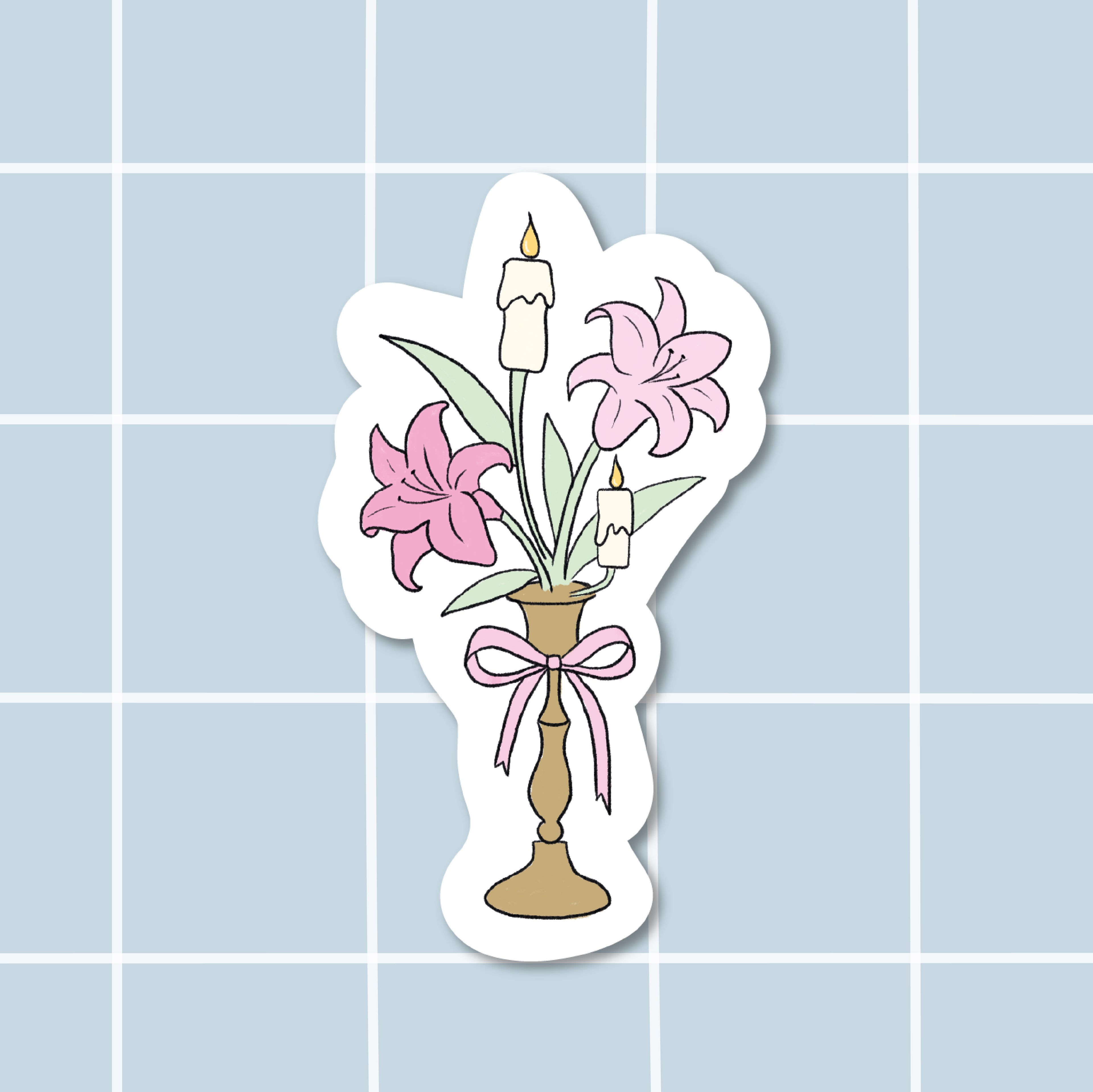 Sticker Bougeoir à fleurs