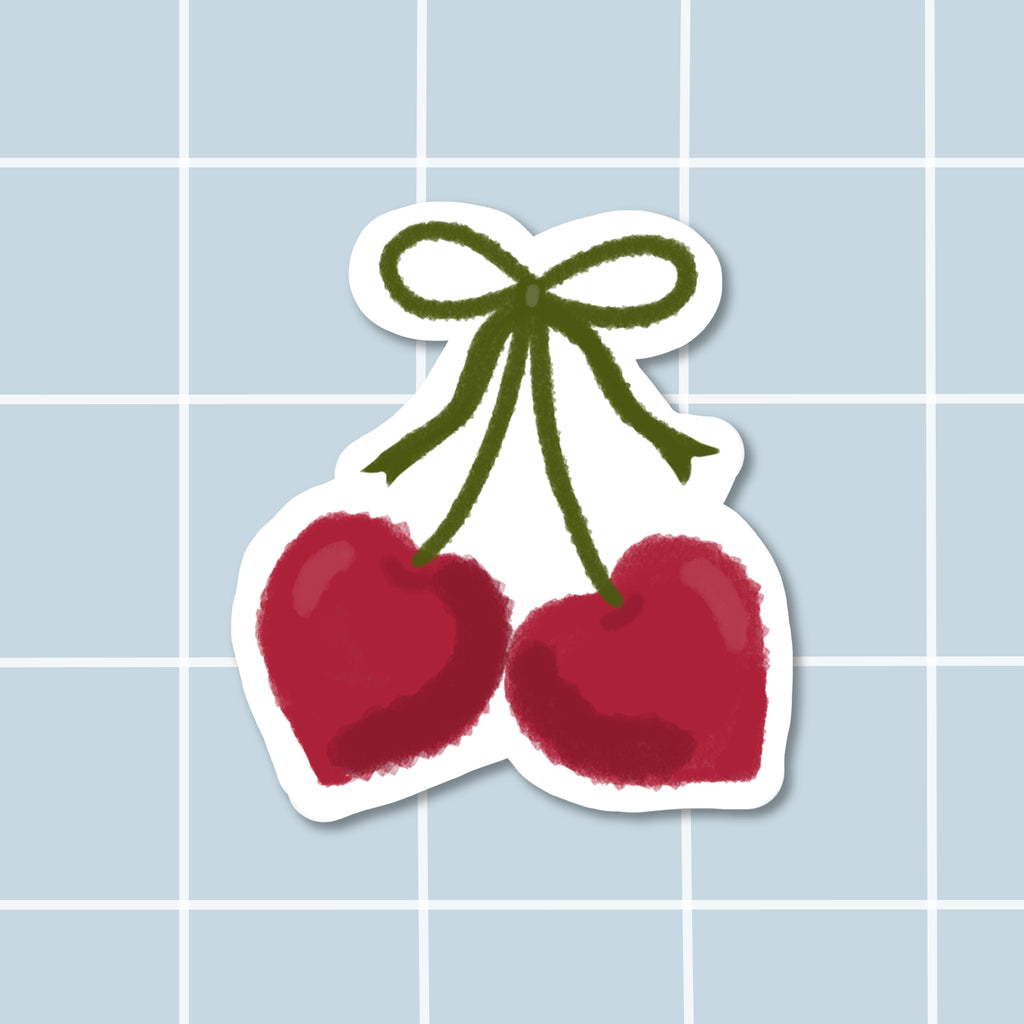 Sticker coeur cerise