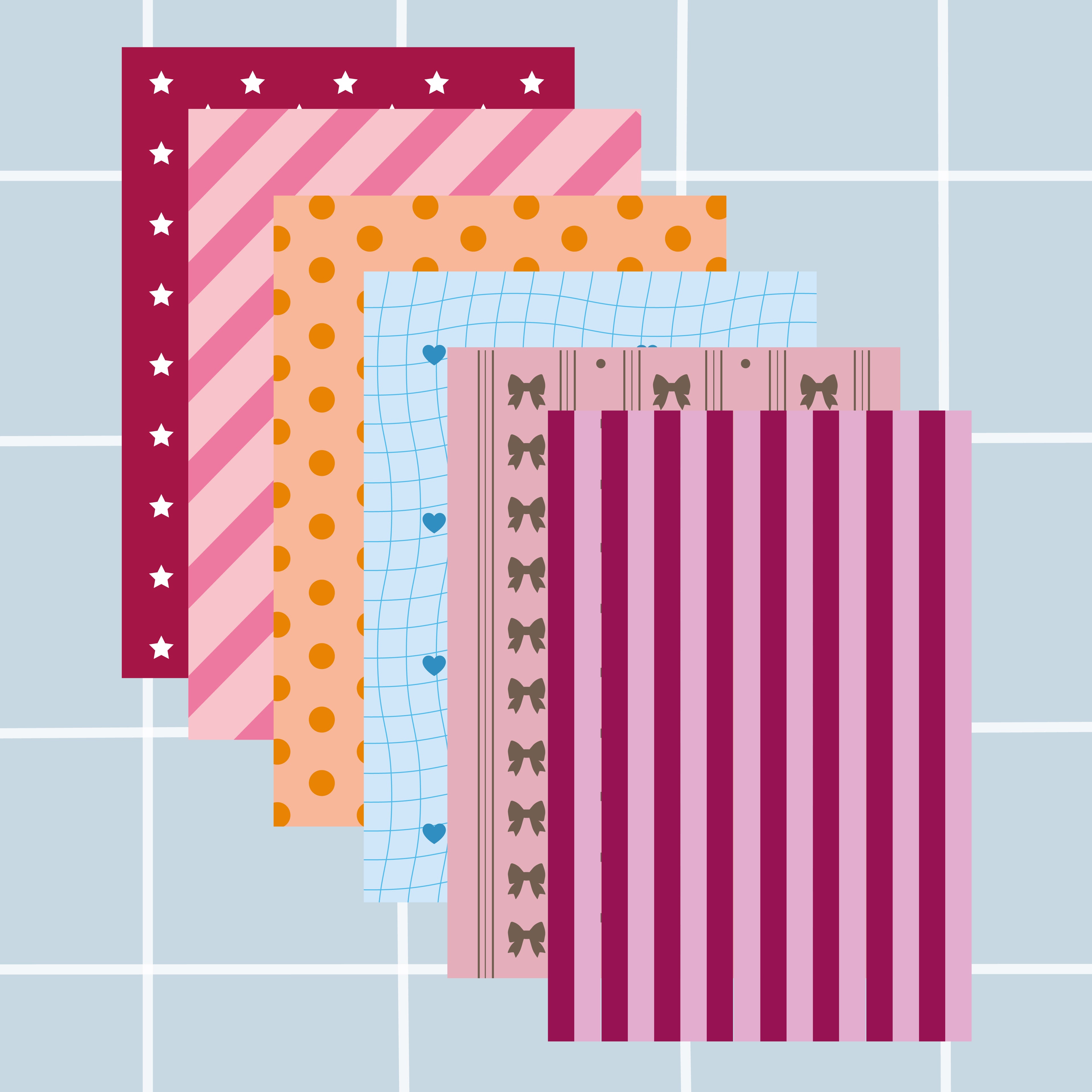 Papiers à motifs A5 - Pack 2