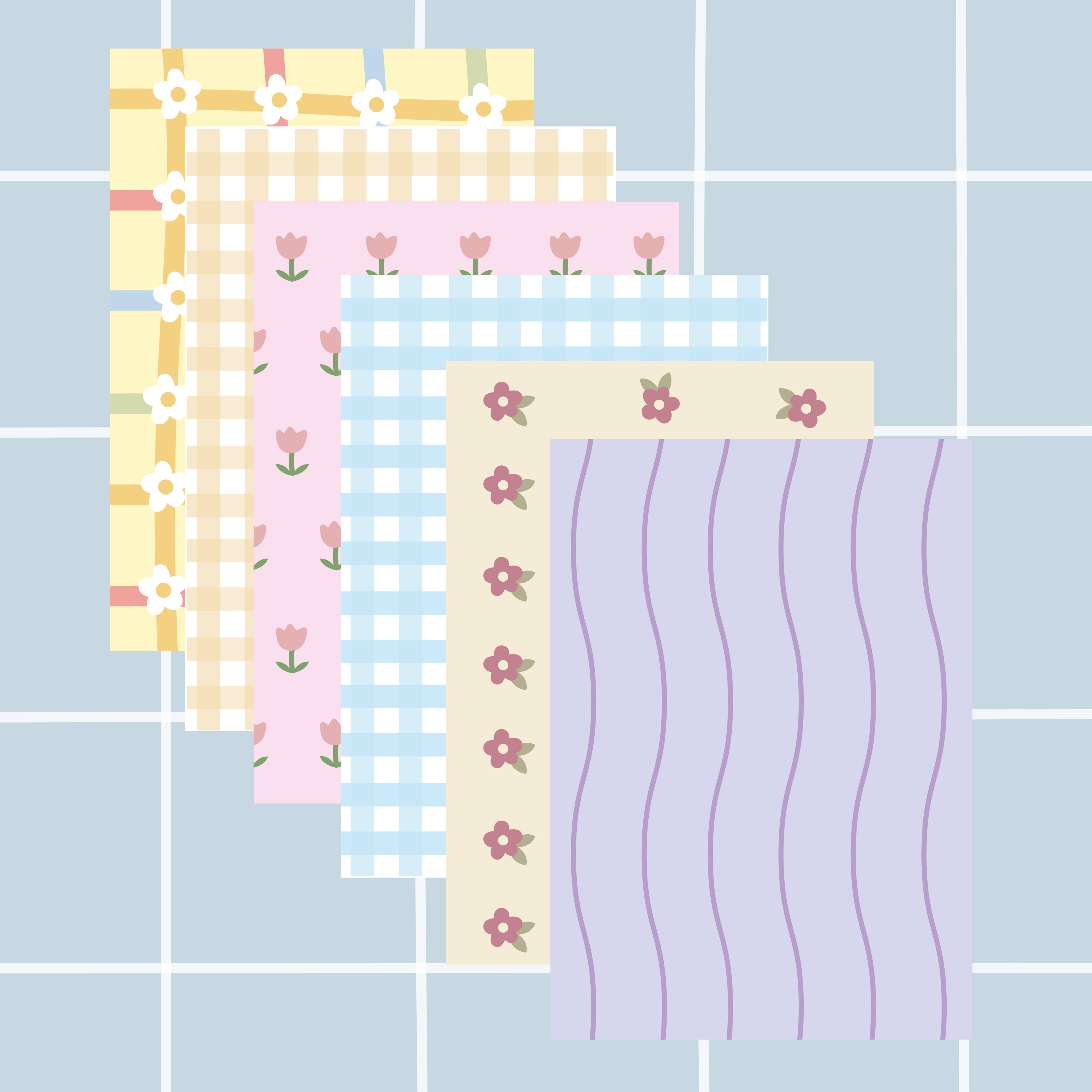 Papiers à motifs A5 - Printemps
