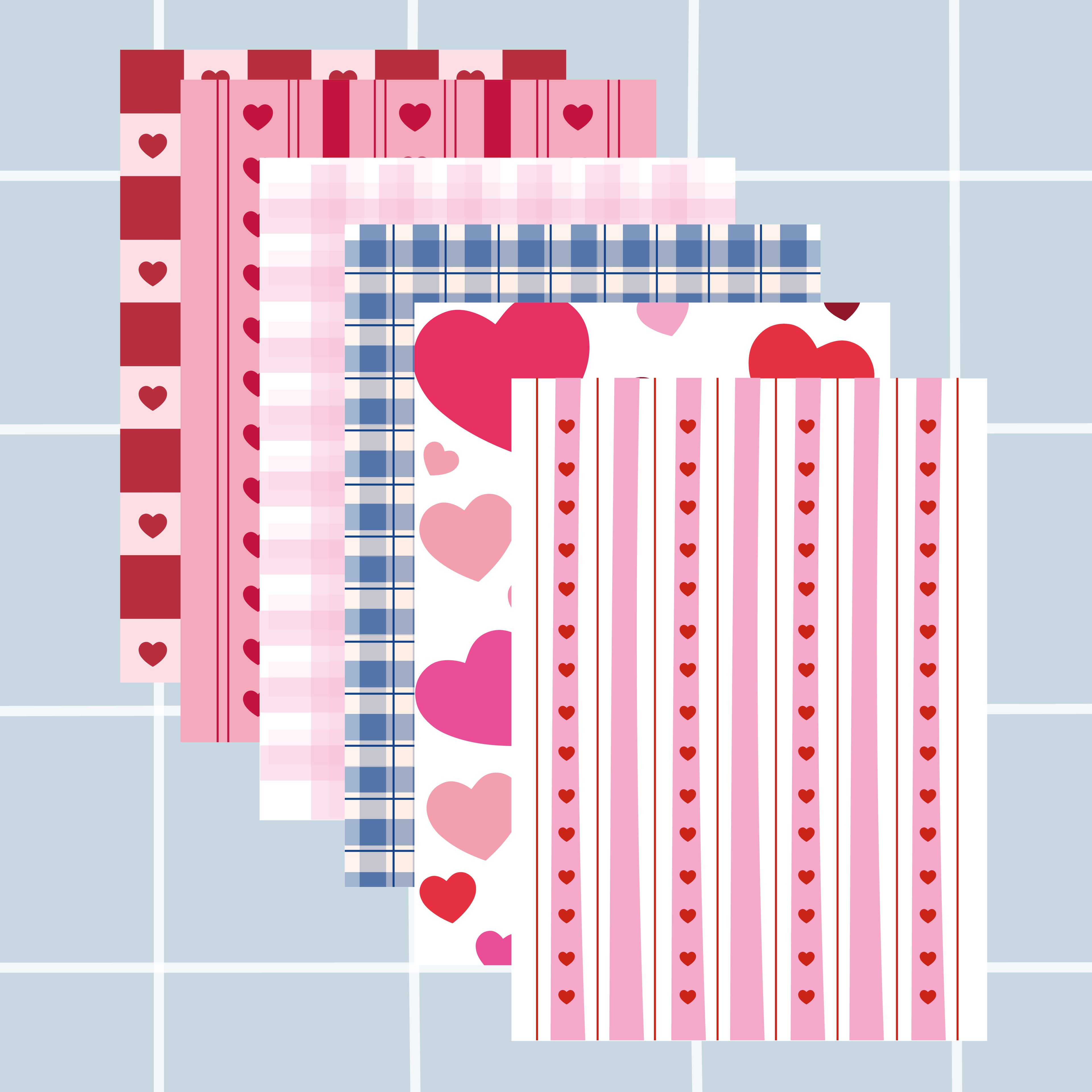 Papiers à motifs A5 - Coeurs