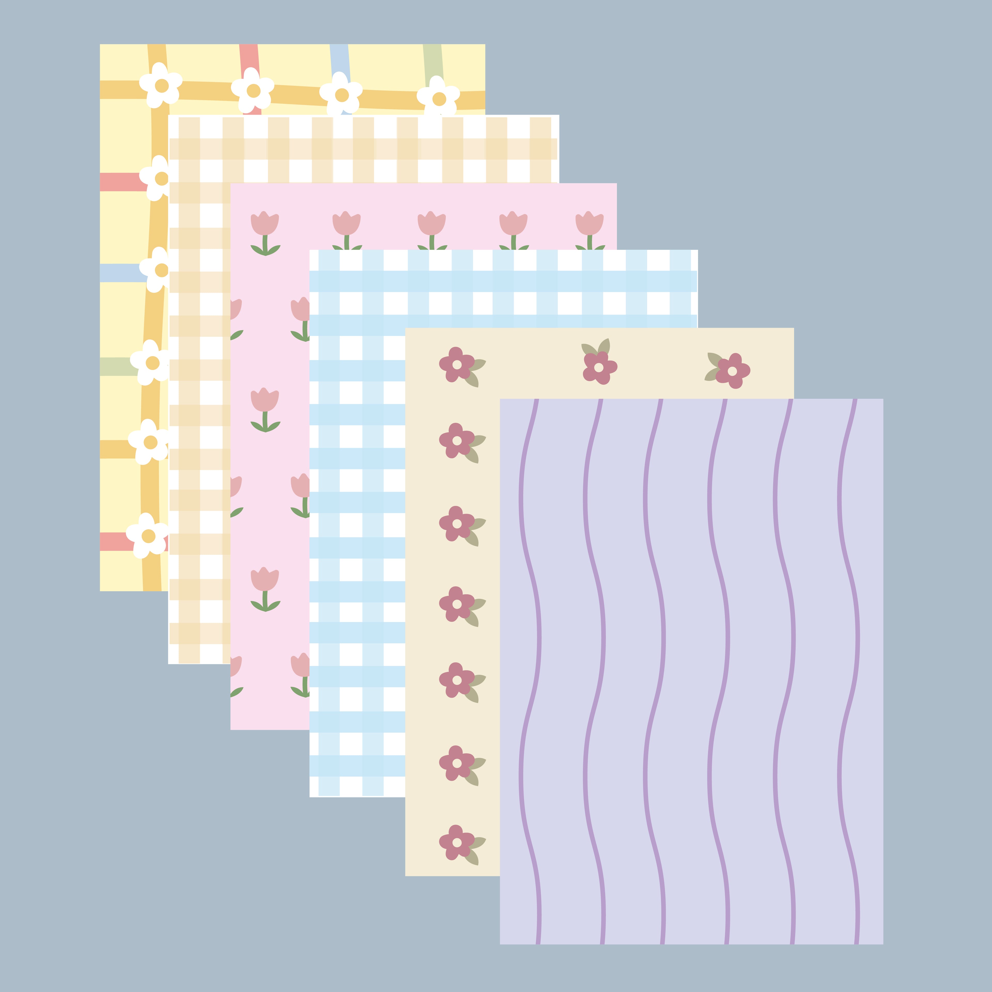 Papiers à motifs A5 - Printemps