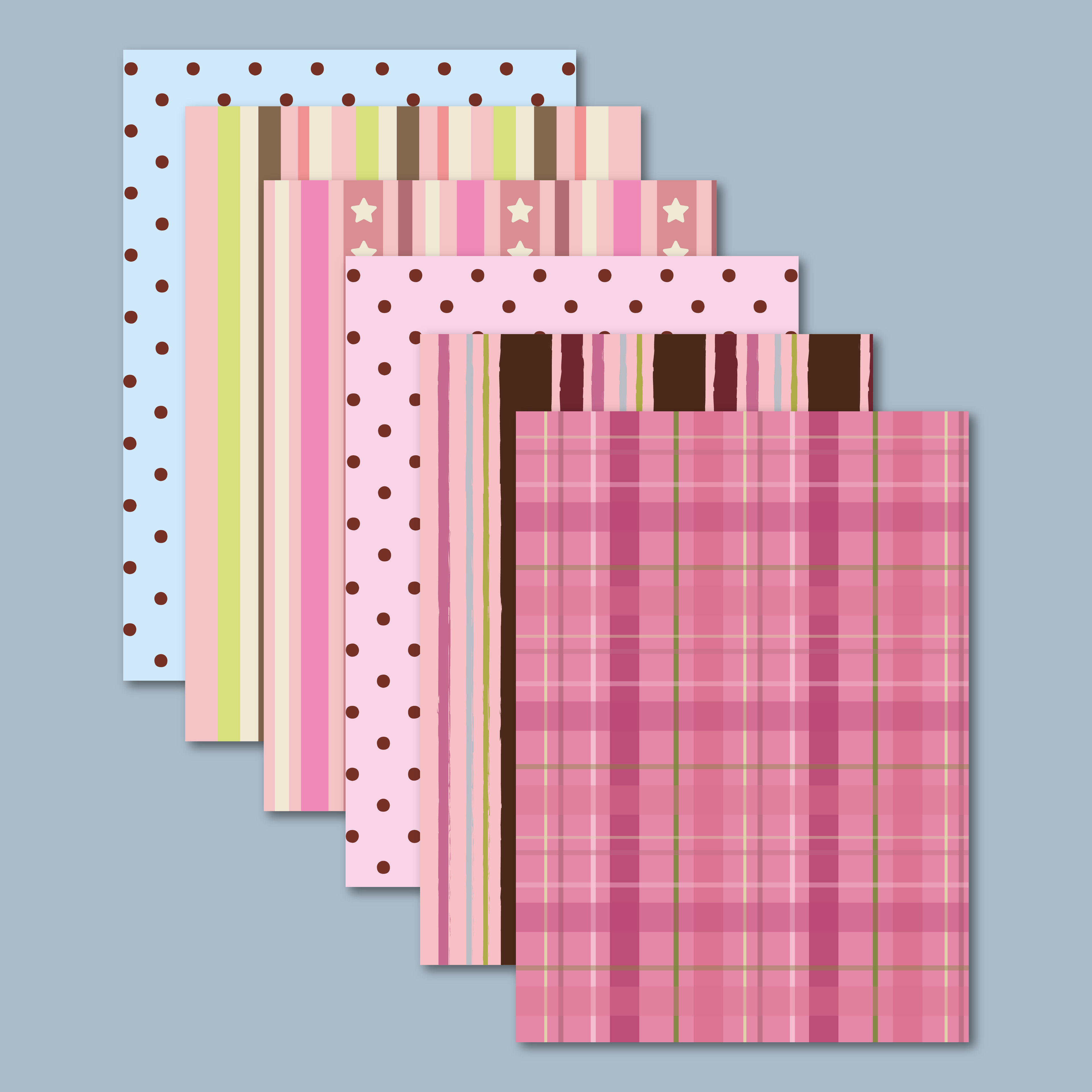 Papiers à motifs A5 - Pack 1