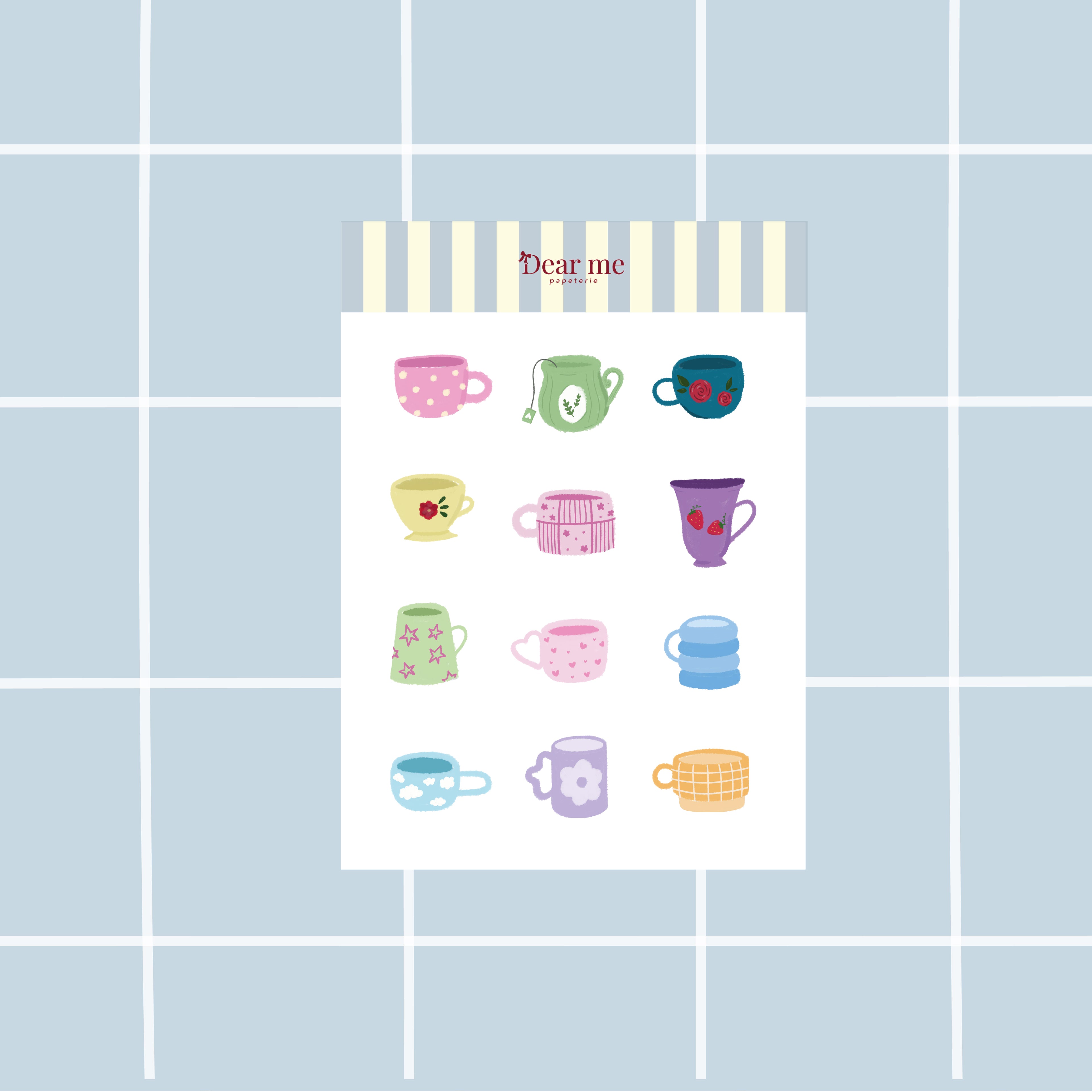 Planche stickers A6 - Tasses
