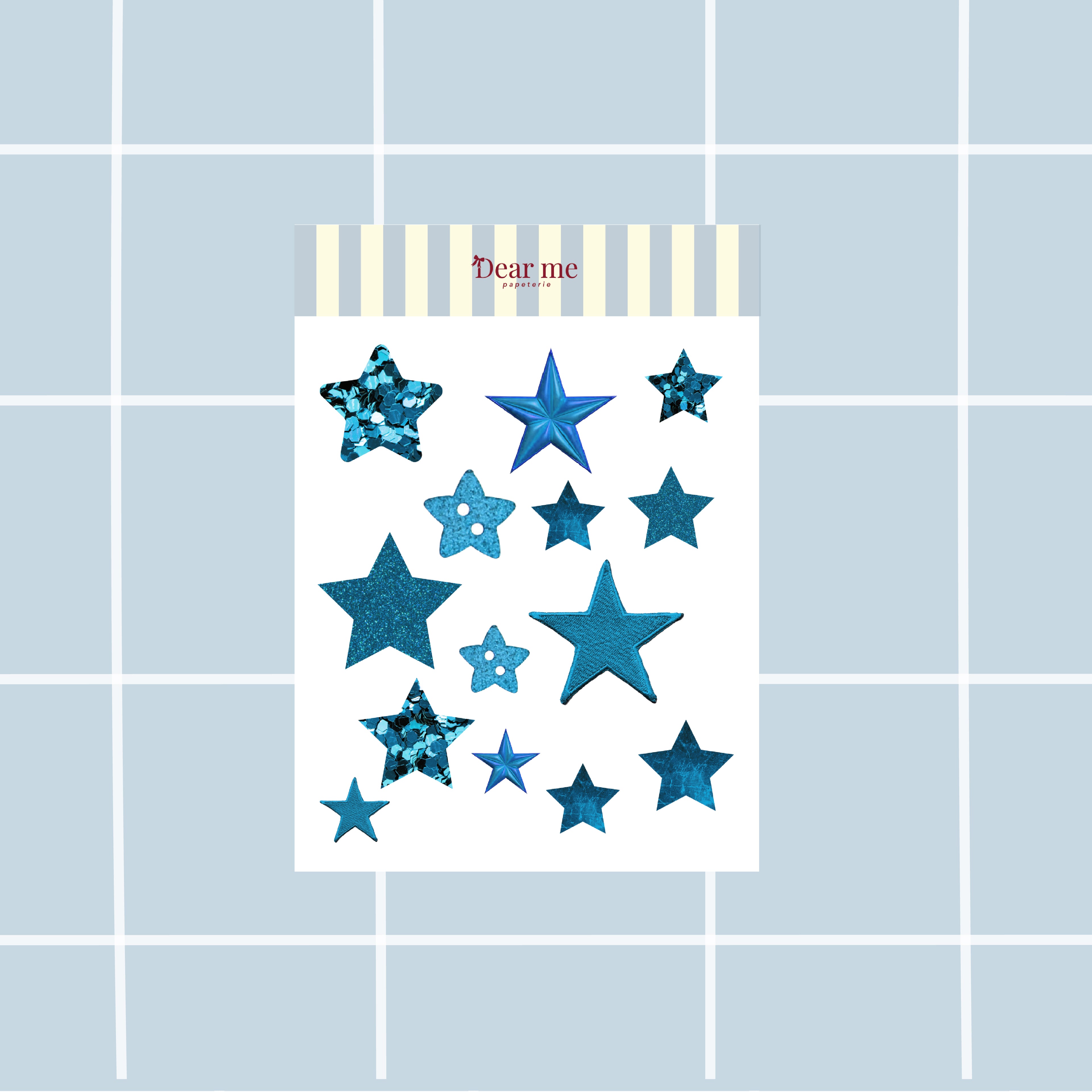 Planche stickers A6 - Étoiles bleues