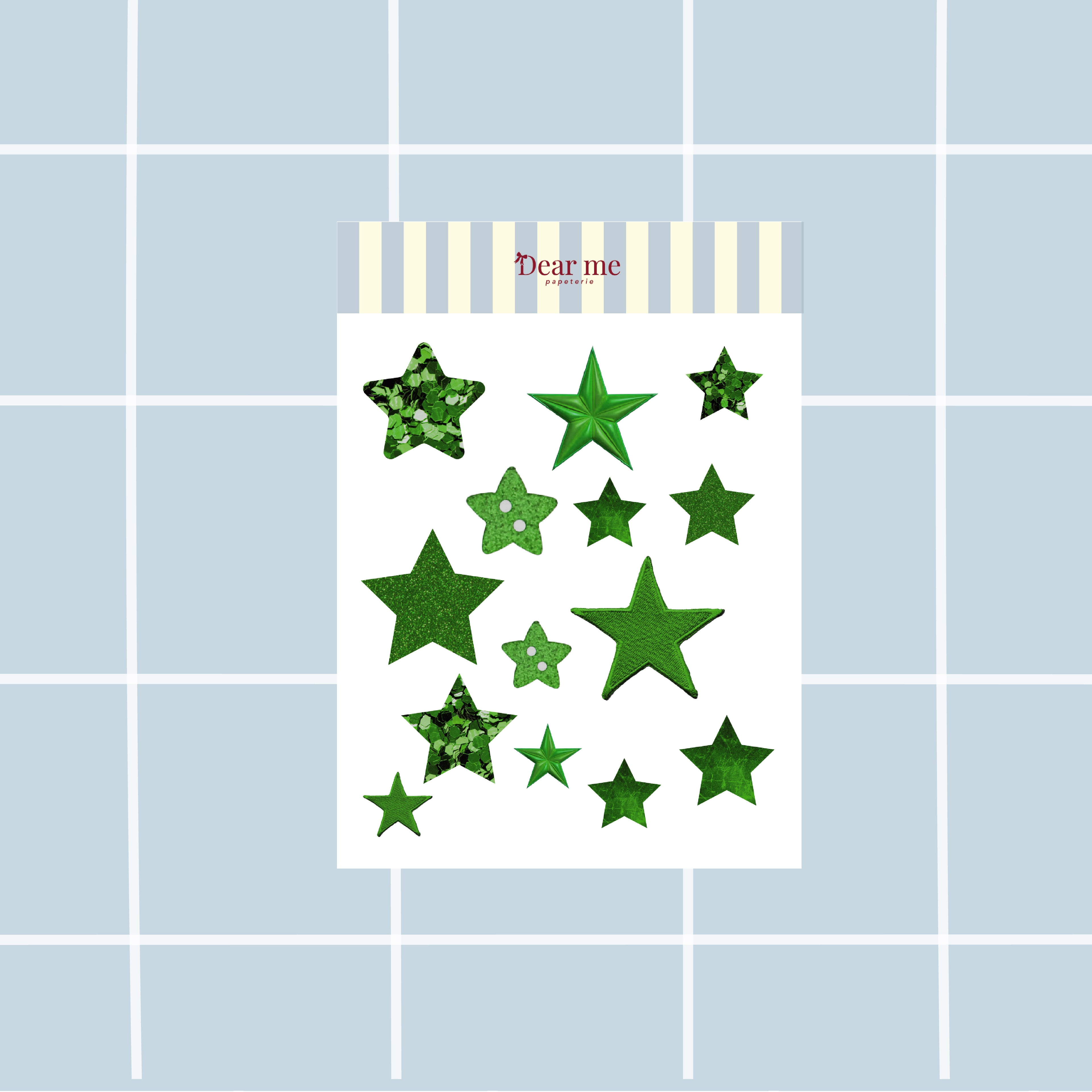 Planche stickers A6 - Étoiles vertes
