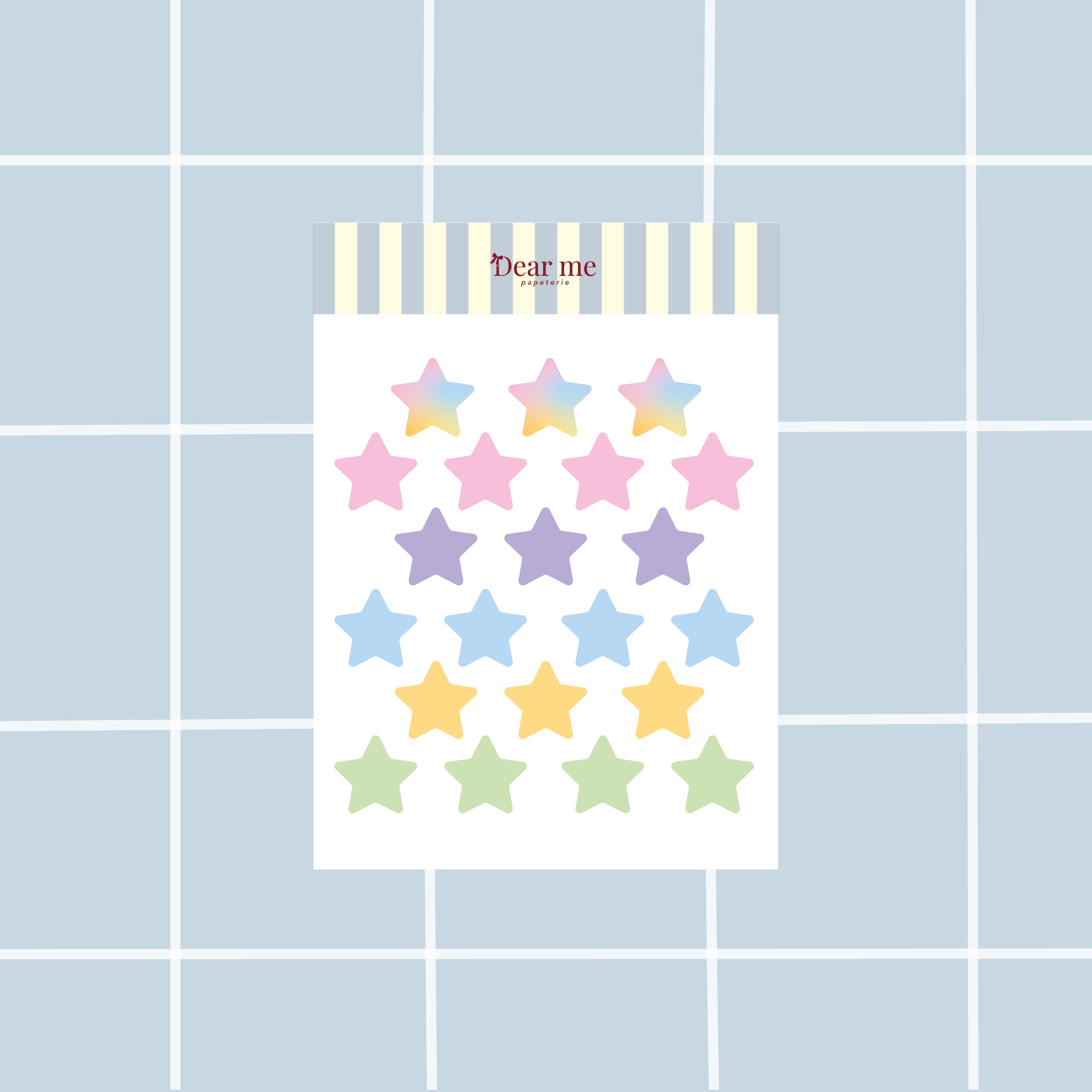 Planche stickers A6 - Étoiles multicolores