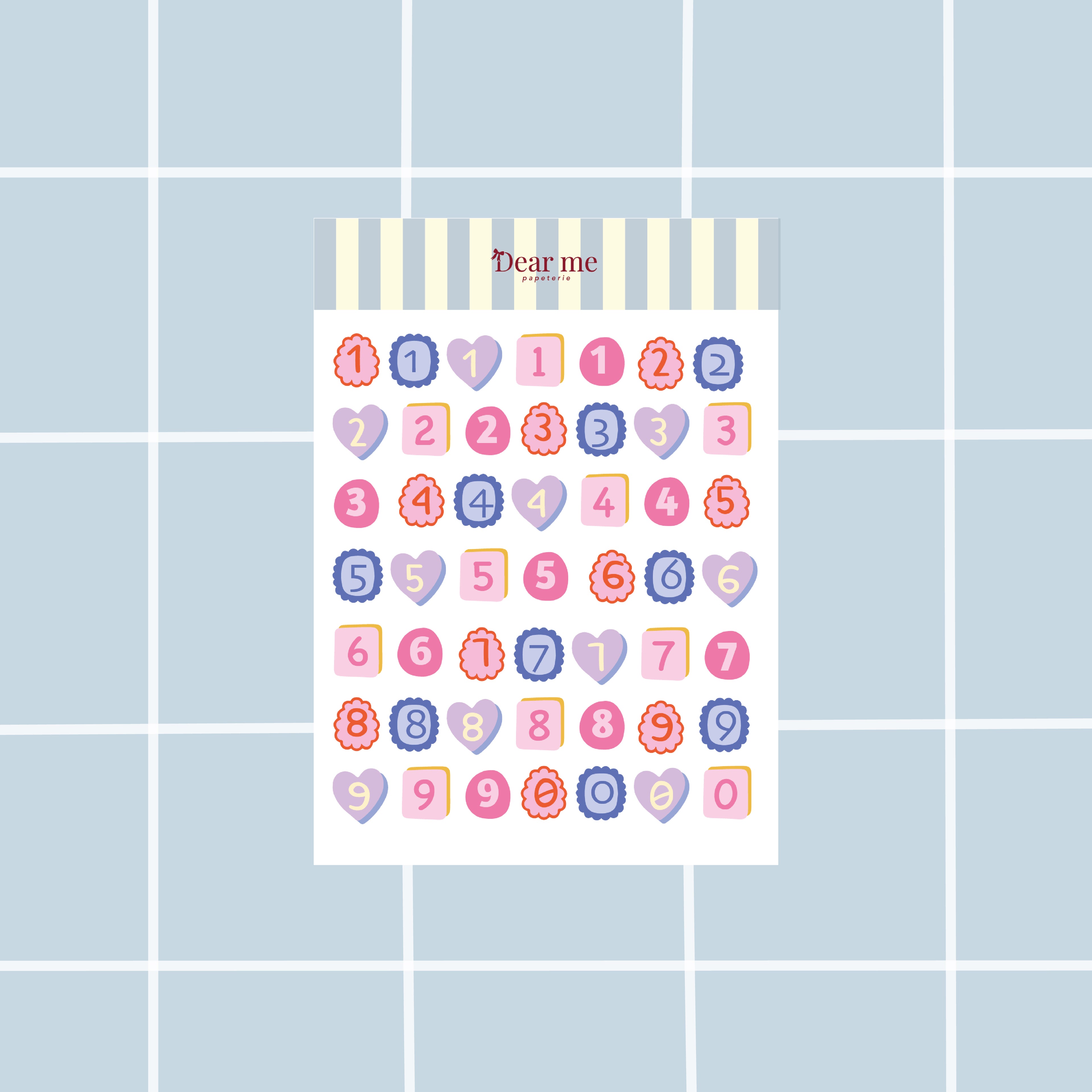Planche stickers A6 - Nombres formes