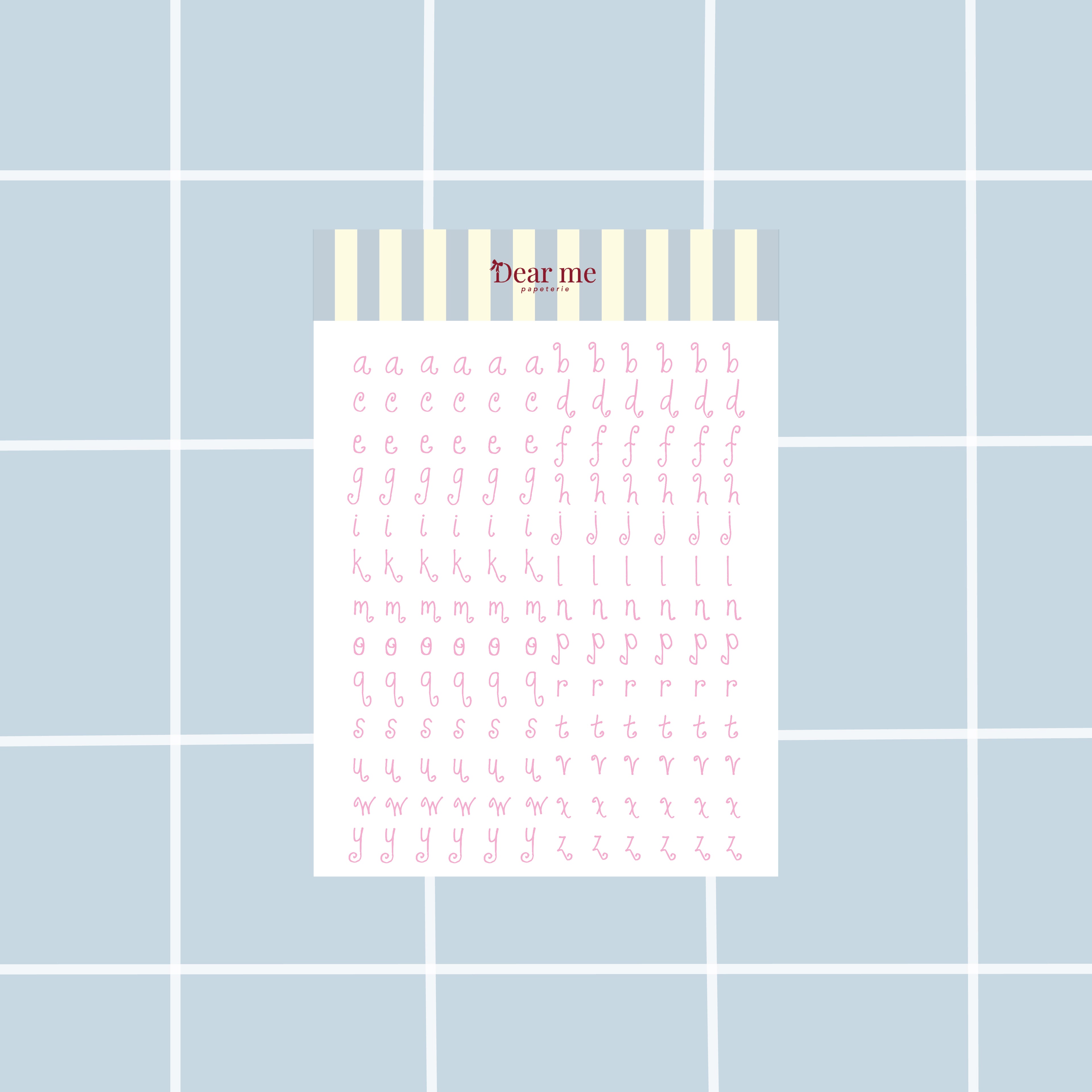 Planche stickers A5 - Lettres féériques roses