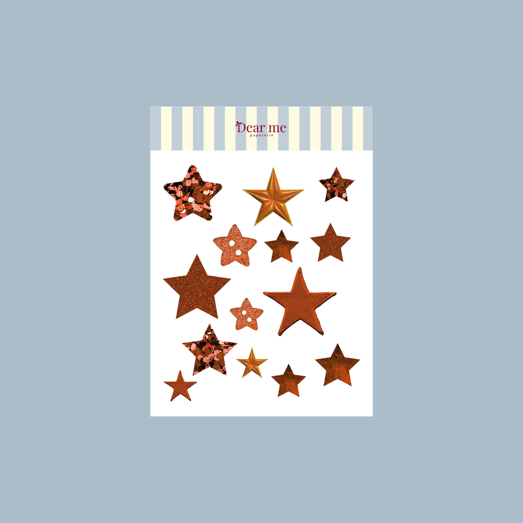 Planche stickers A6 - Étoiles oranges