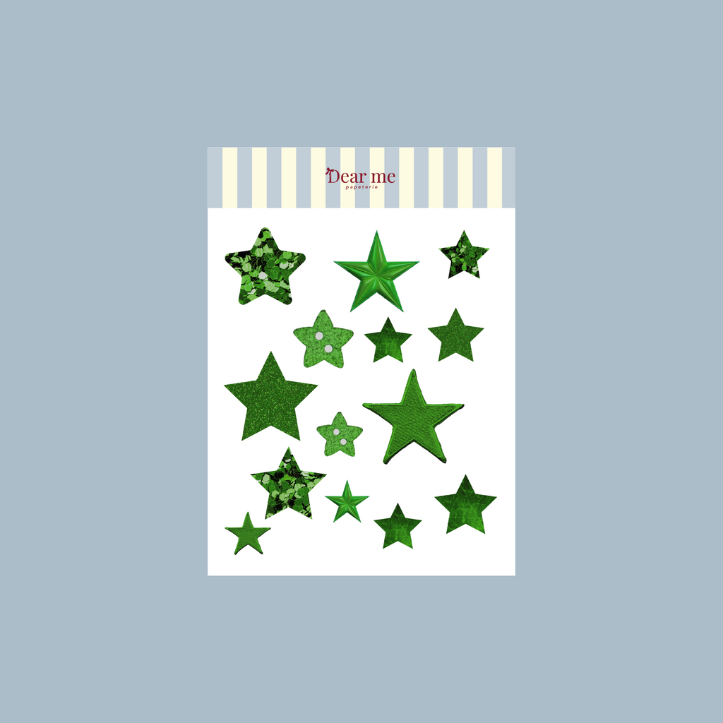 Planche stickers A6 - Étoiles vertes
