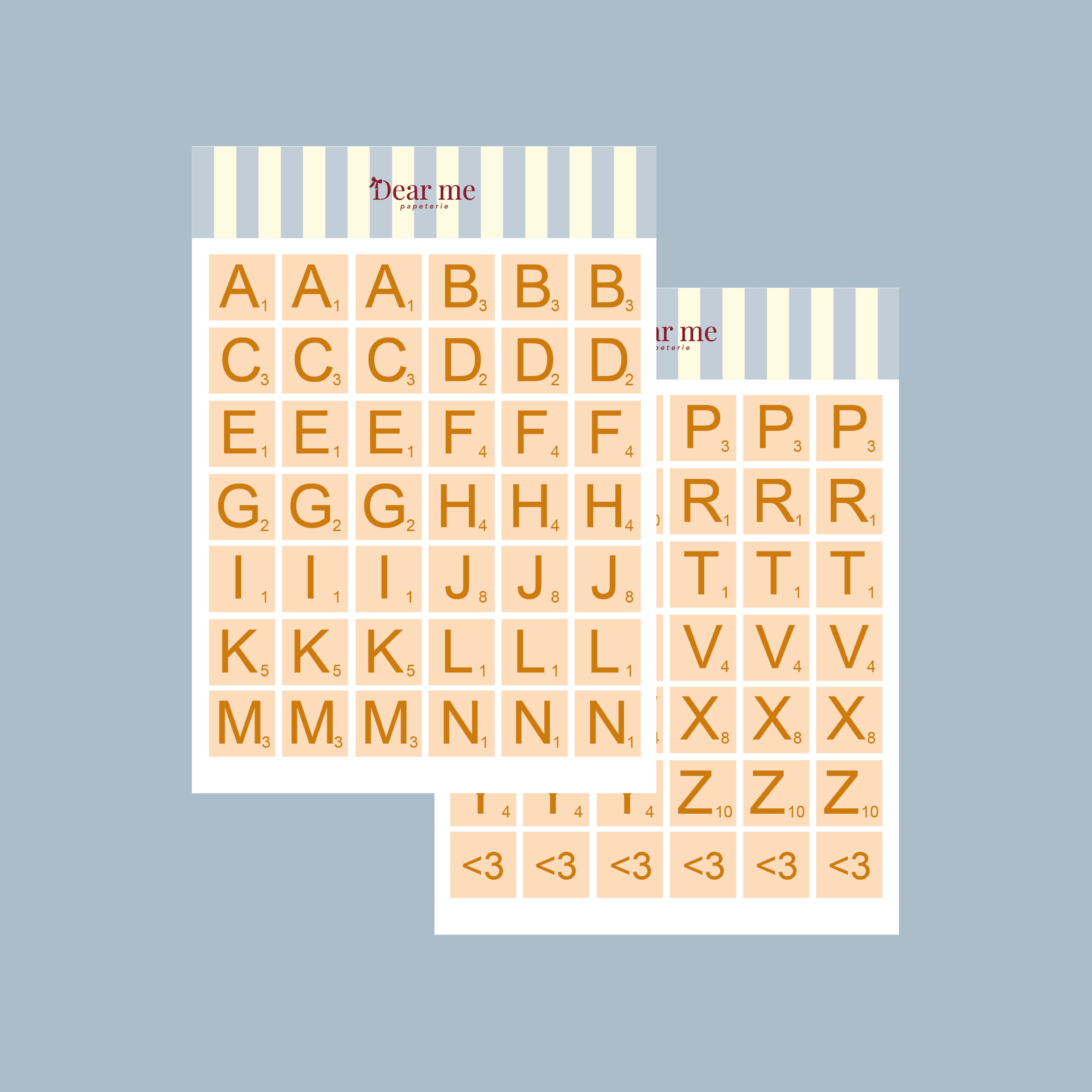 Planche stickers A6 - Lettres Scrabble