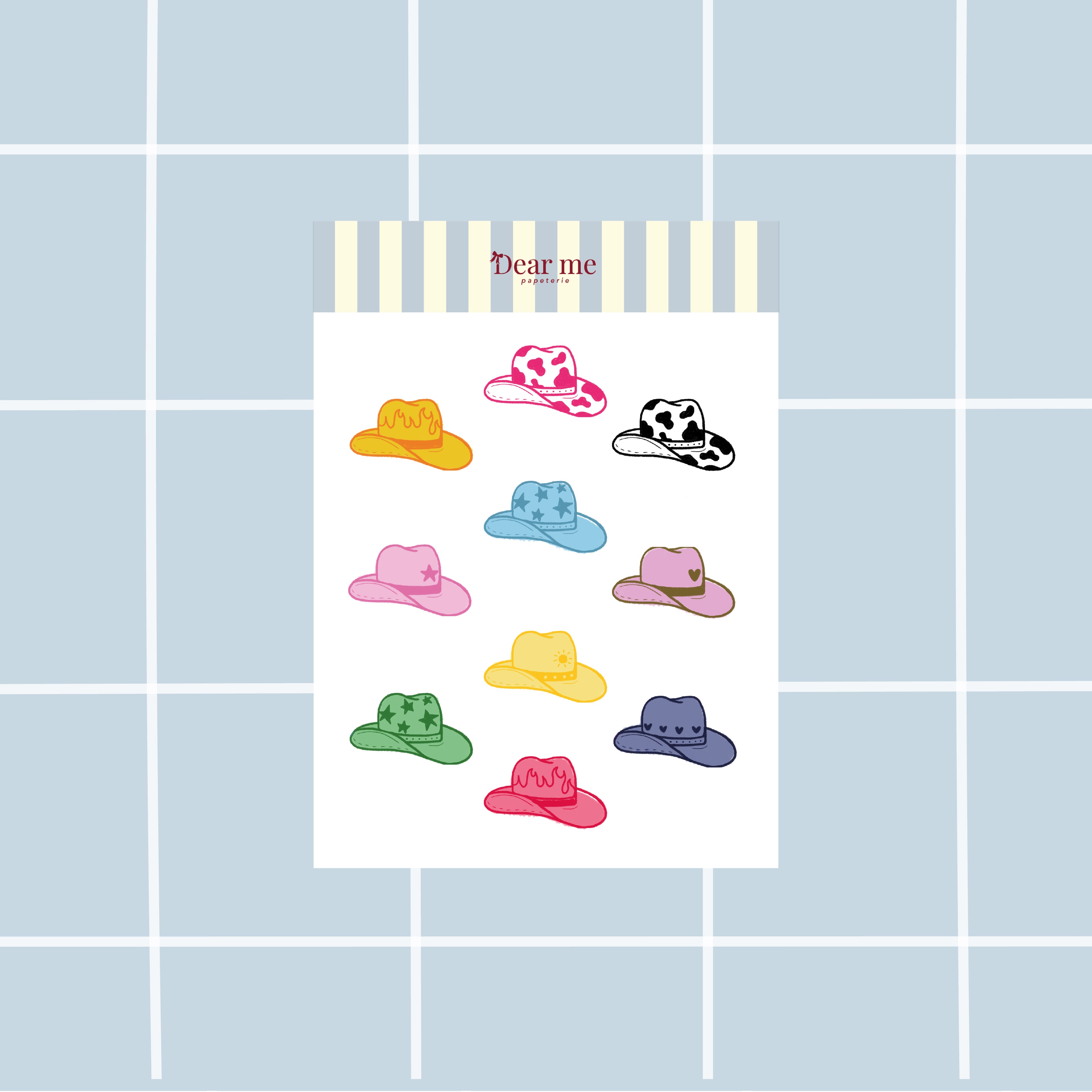 Planche stickers A6 - Chapeaux cowboy