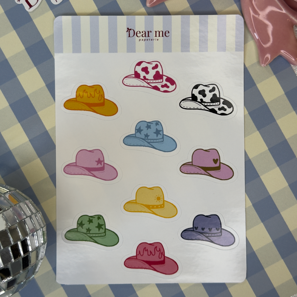 Planche stickers A6 - Chapeaux cowboy