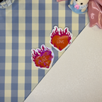 Sticker coeur en feu